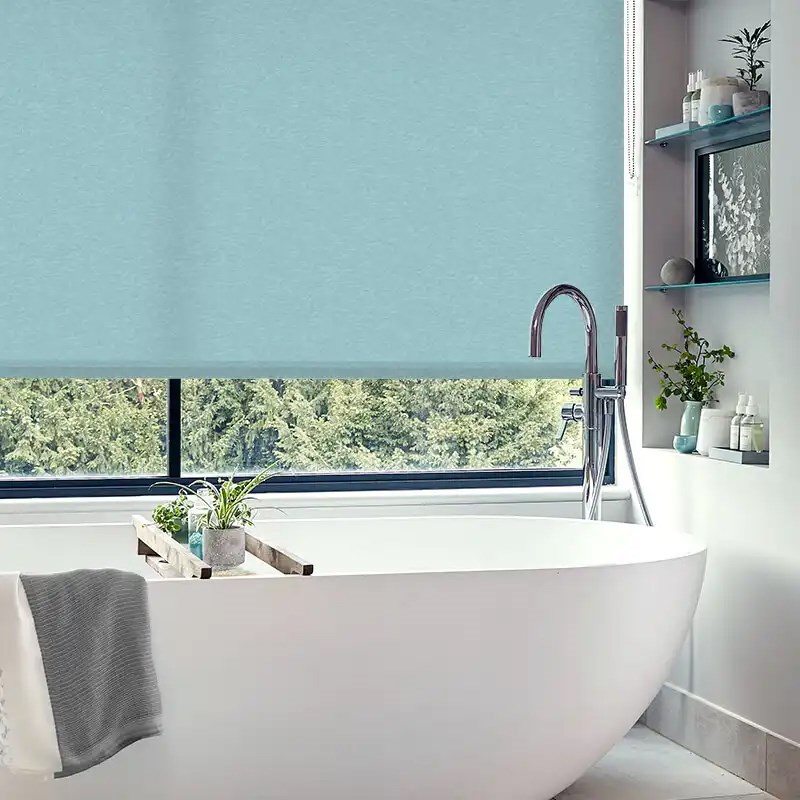 Amsterdam Duck Egg Blackout And Sheer White Electric Double Blind