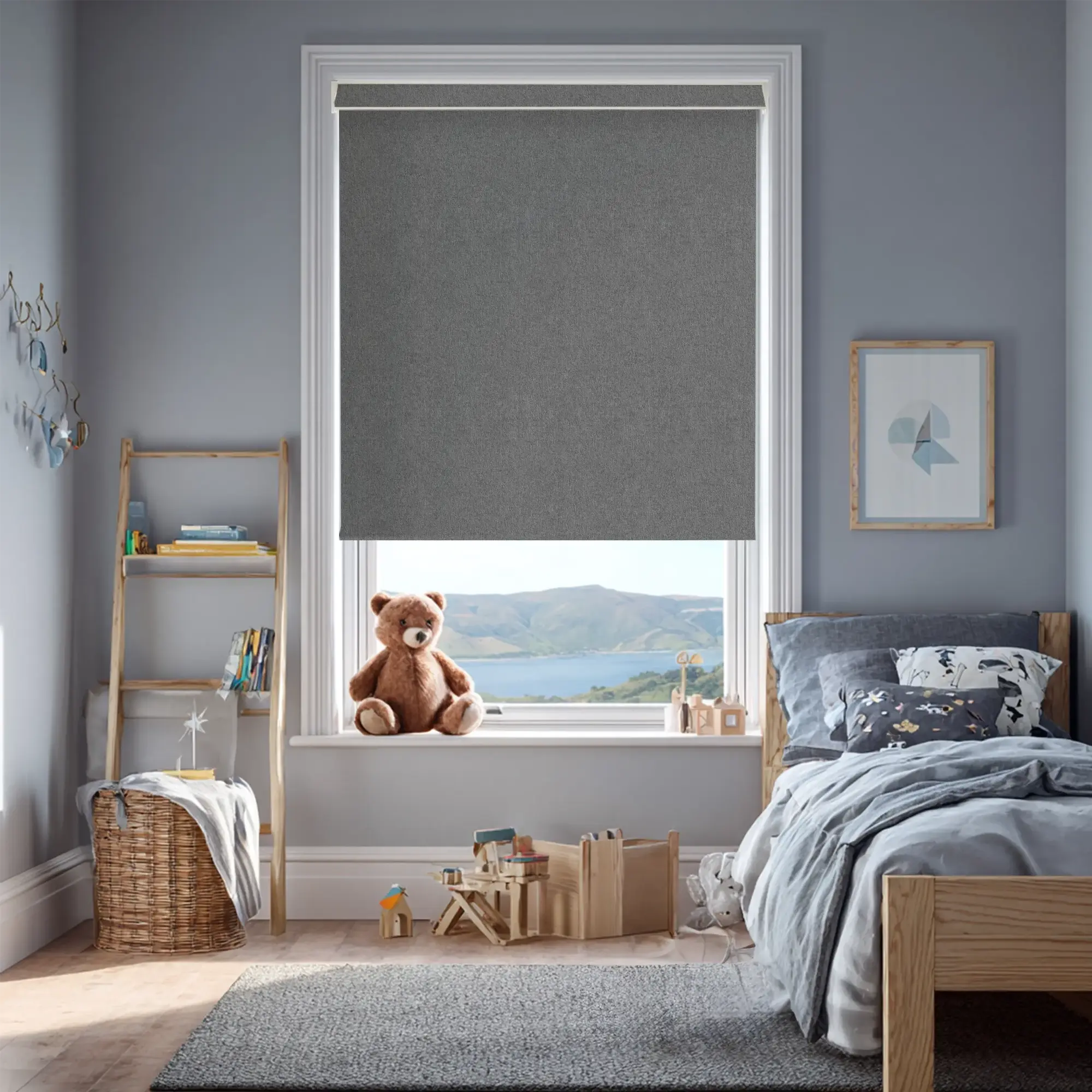 Denim Grey Electric Roller Blind