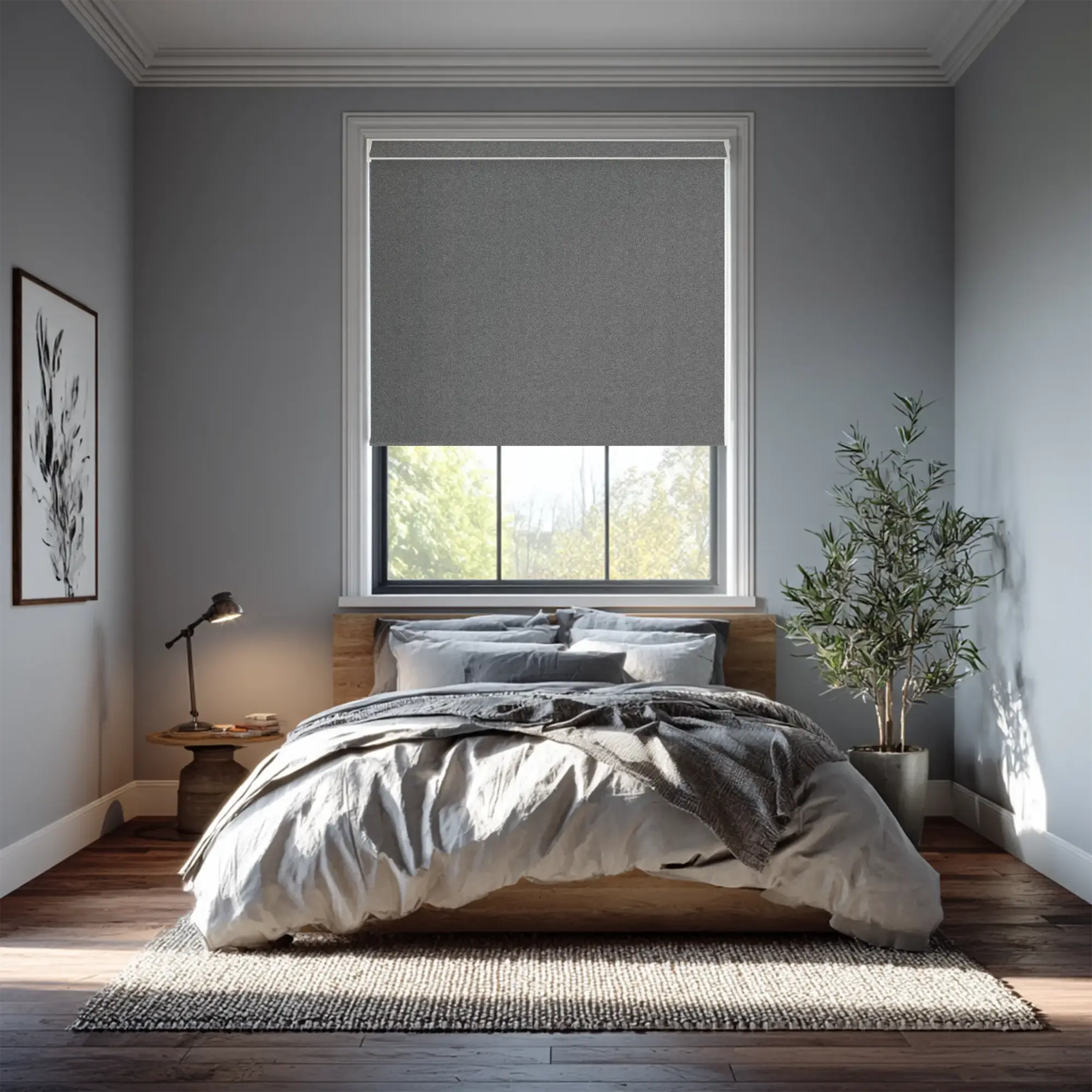 Denim Grey Electric Roller Blind