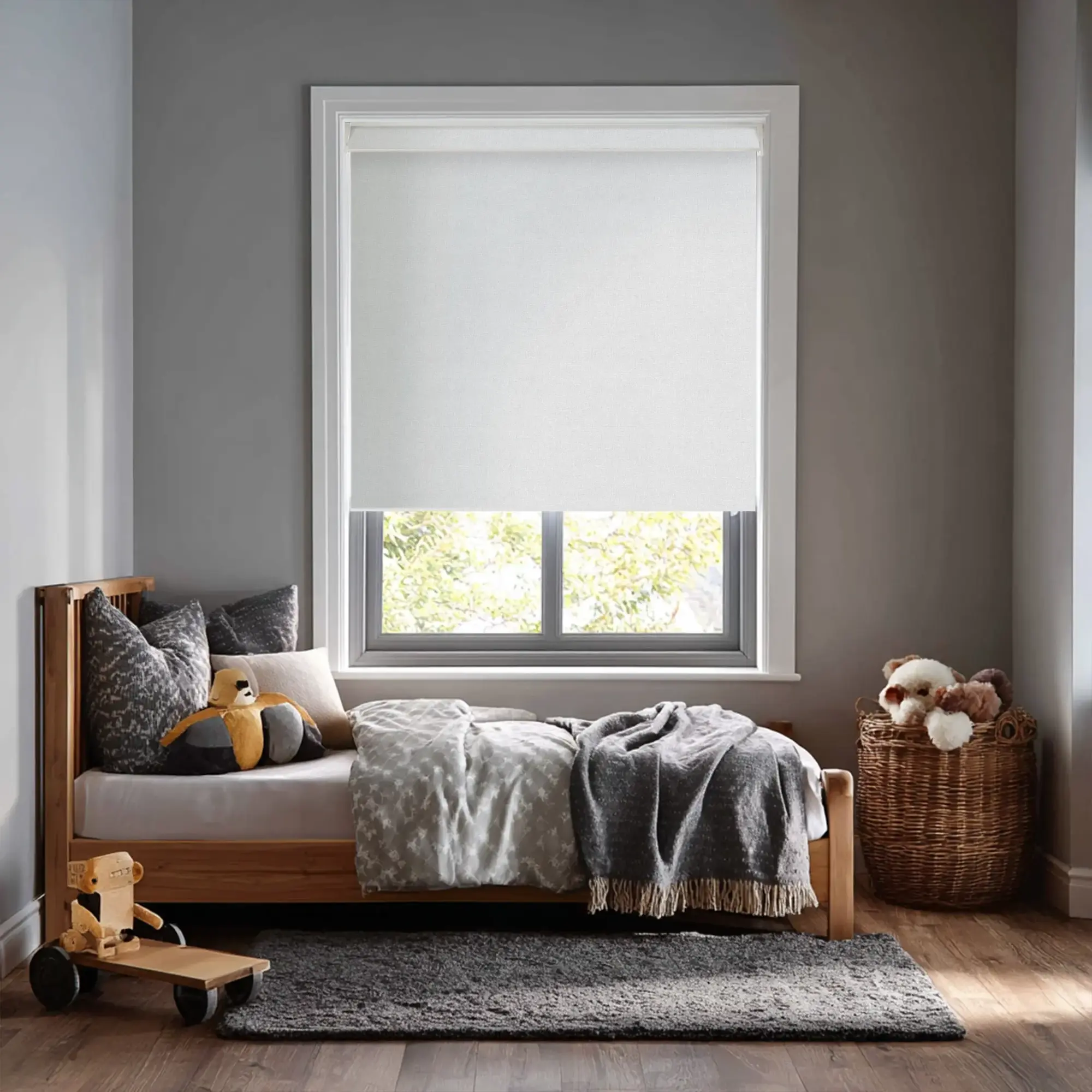 Melbourne Pale Grey Electric Roller Blind