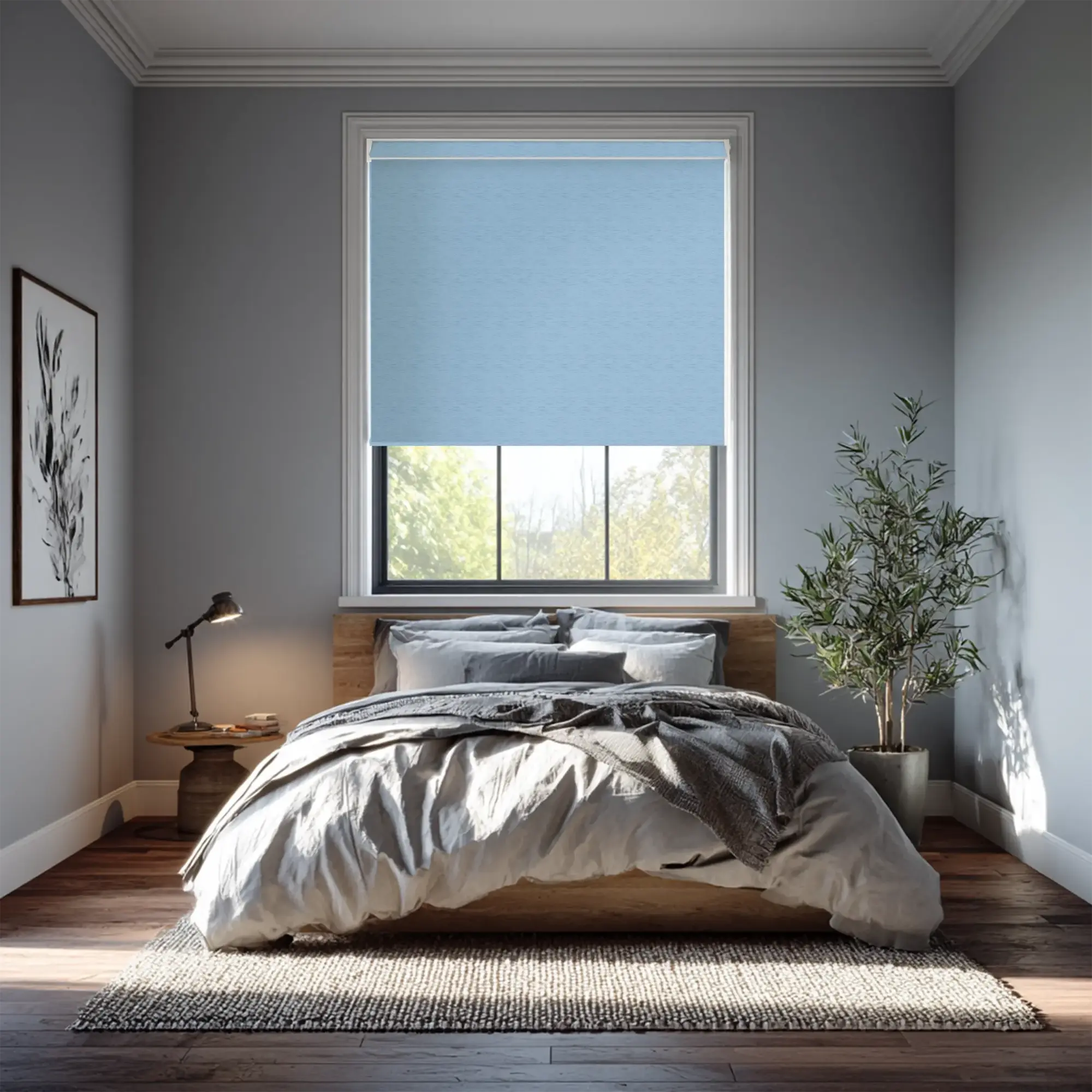 New York Cornflower Blue Electric Roller Blind