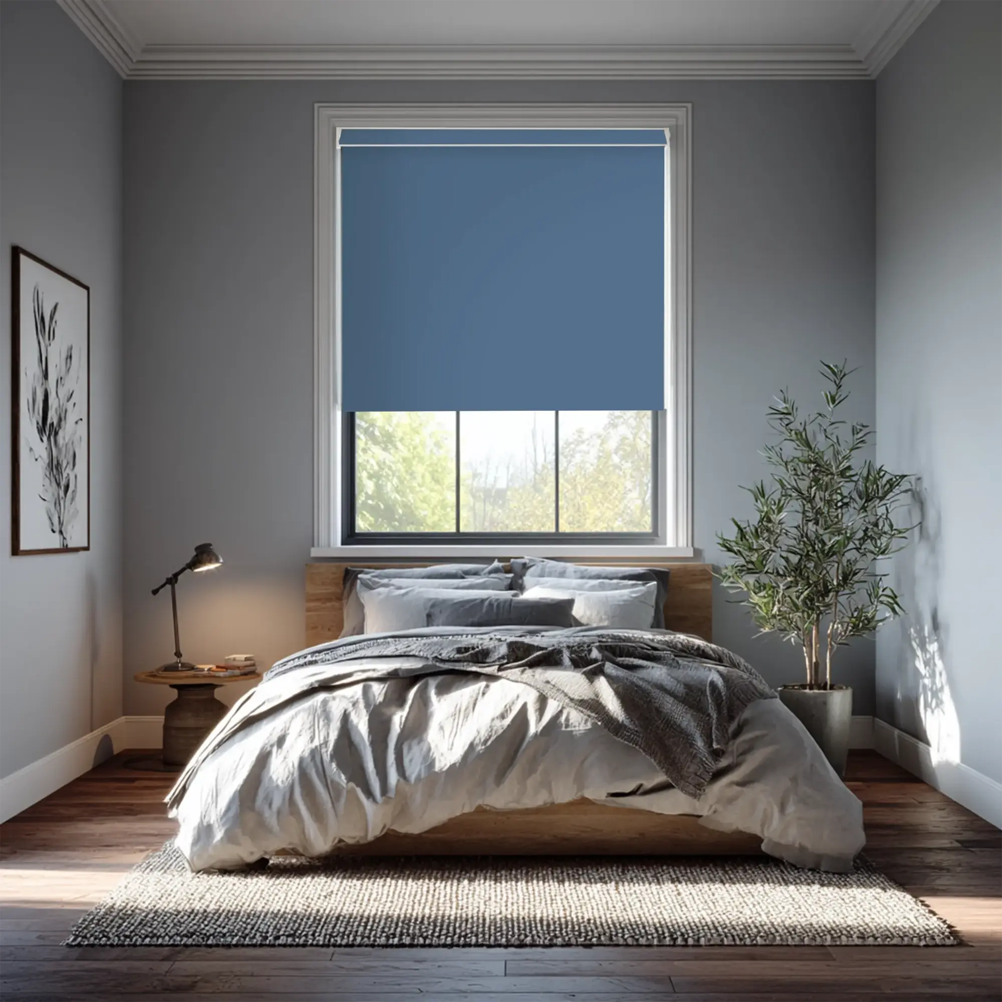 Santorini Blue Blackout Electric Roller Blind