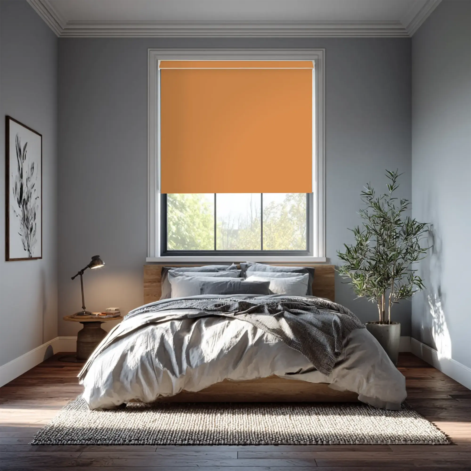 Soft Orange Blackout Electric Roller Blind