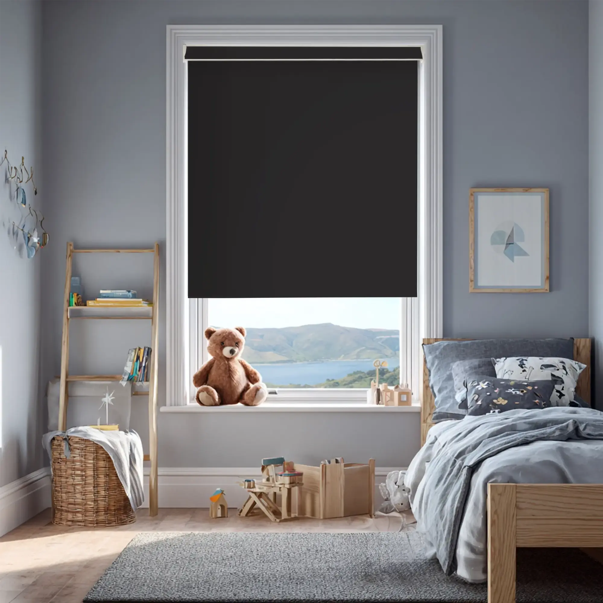 Thunder Black Blackout Electric Roller Blind