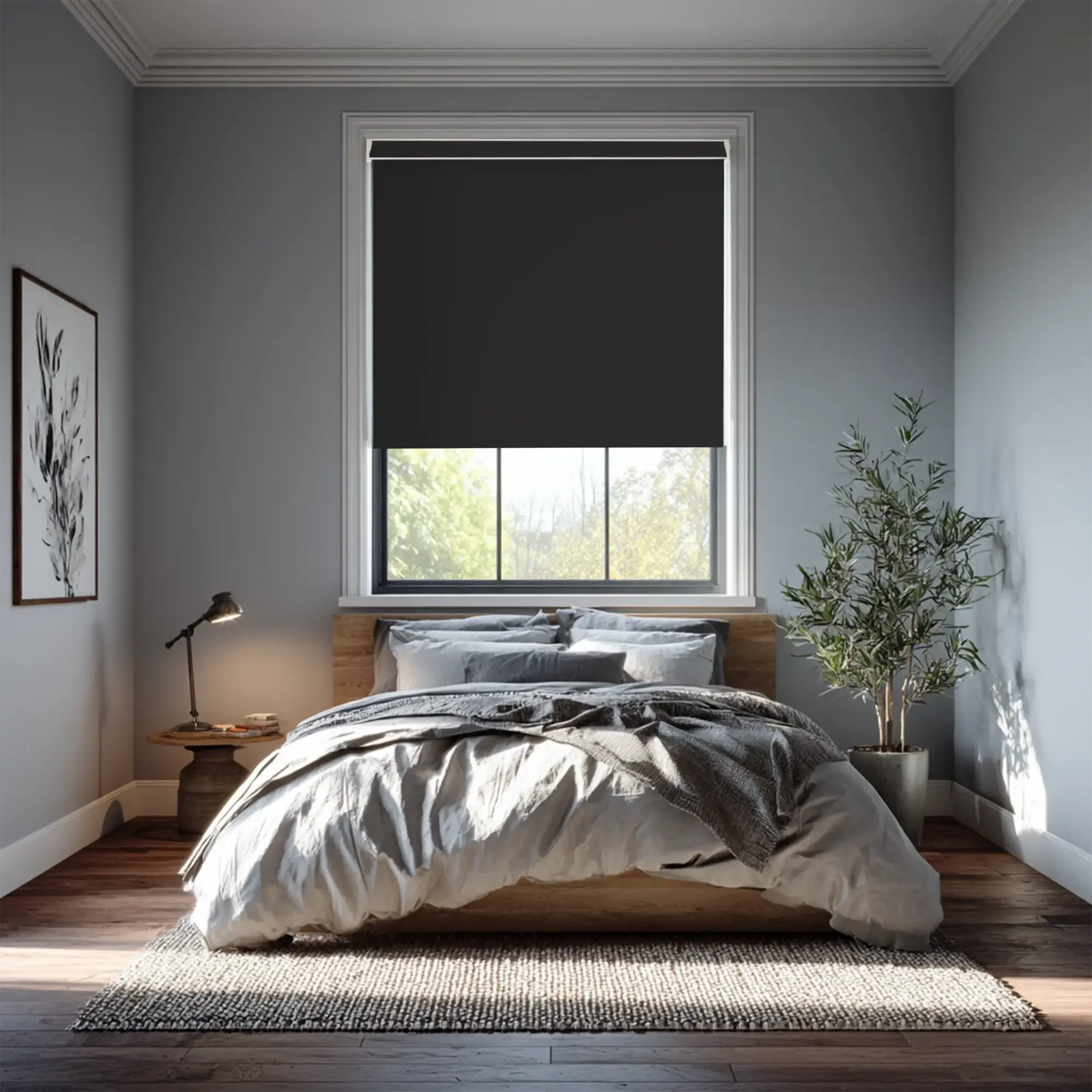 Thunder Black Blackout Electric Roller Blind