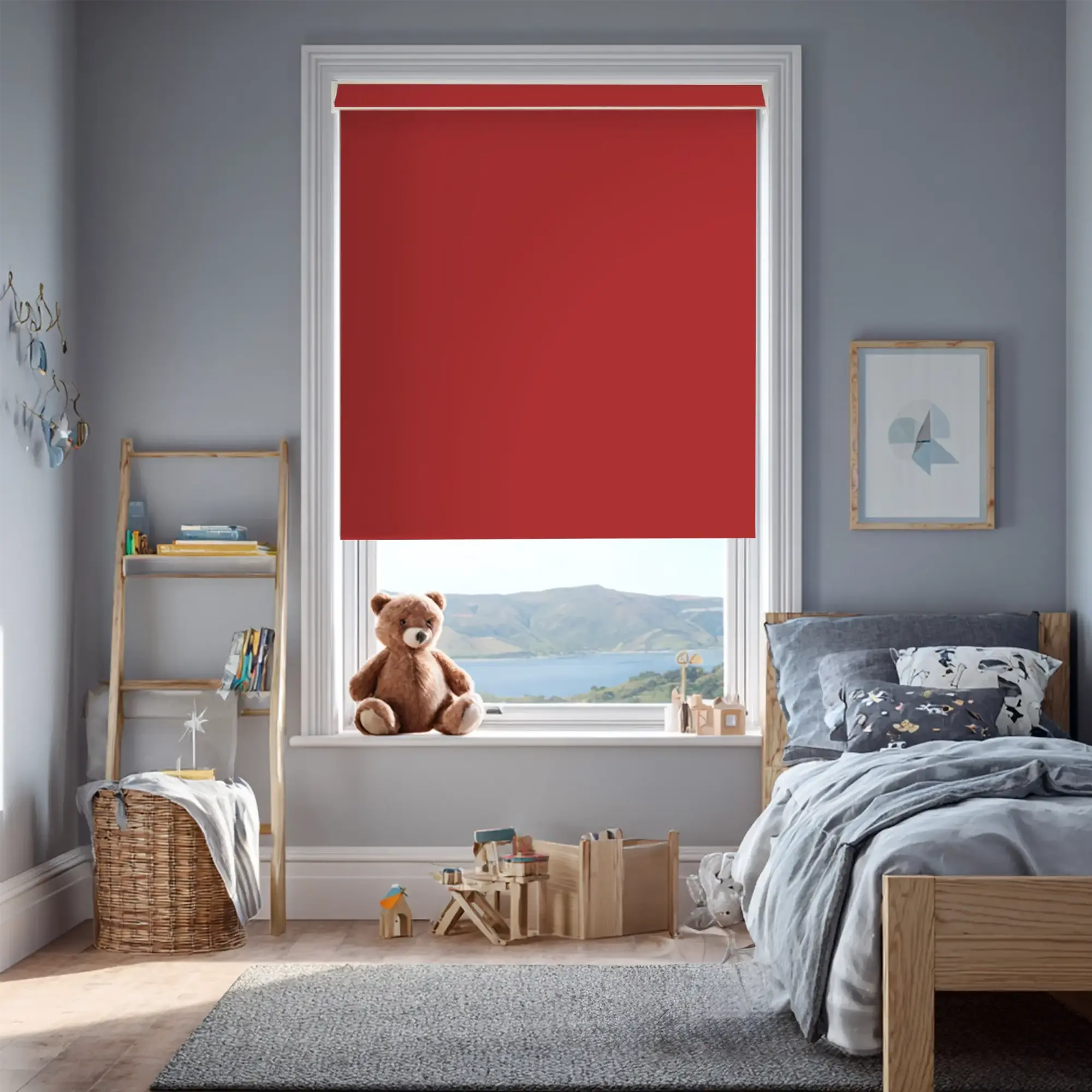 True Red Blackout Electric Roller Blind
