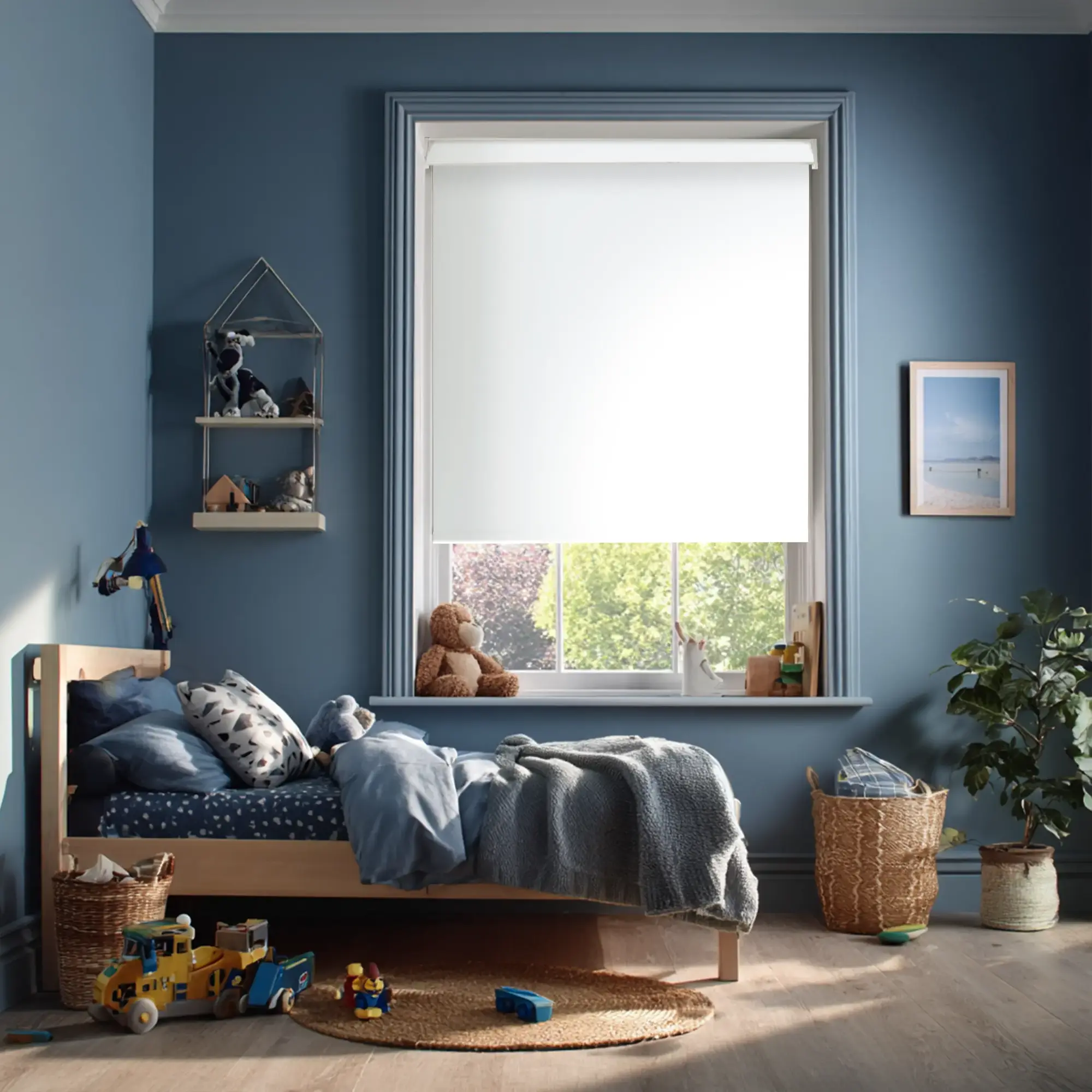 Bright White Blackout Electric Roller Blind