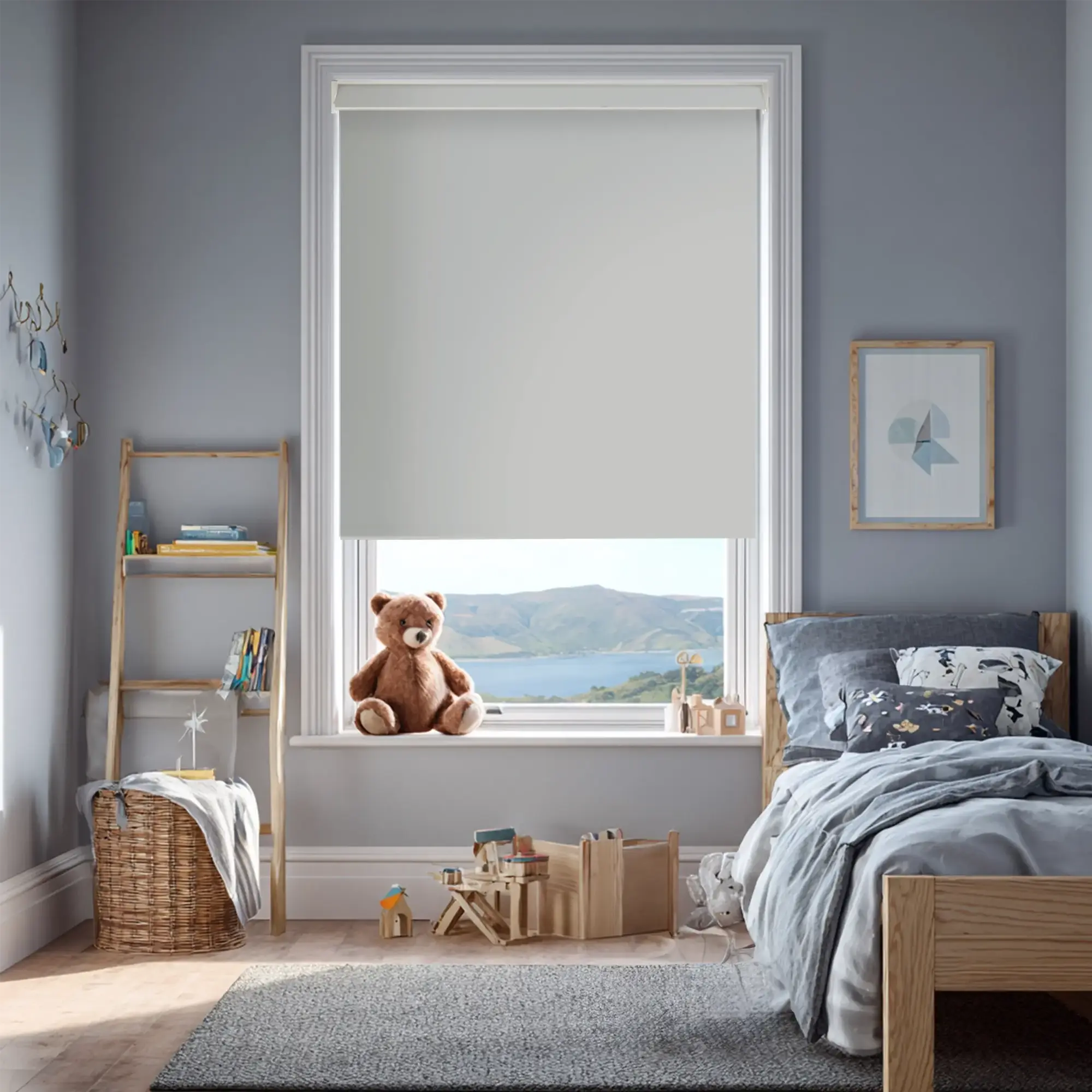 Light Grey Blackout Electric Roller Blind