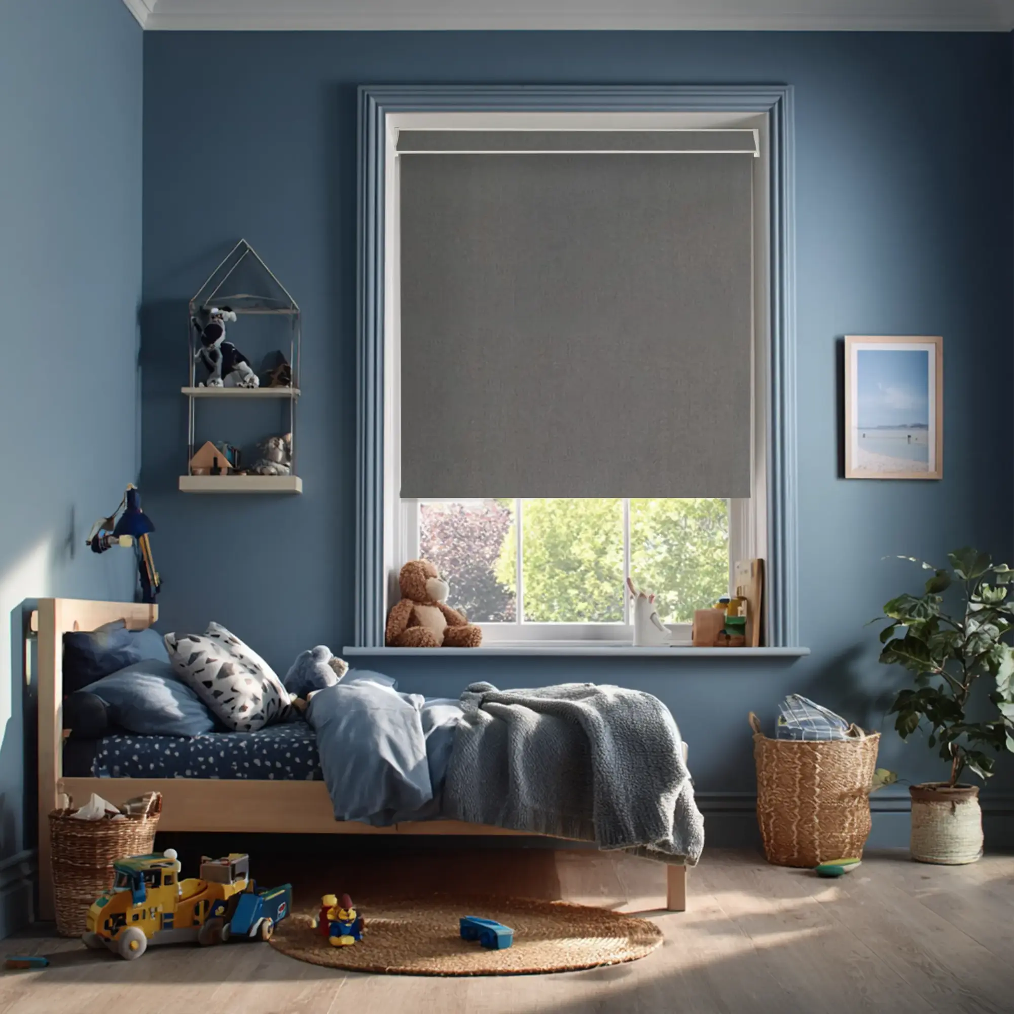 Windsor Dark Grey Blackout Electric Roller Blind