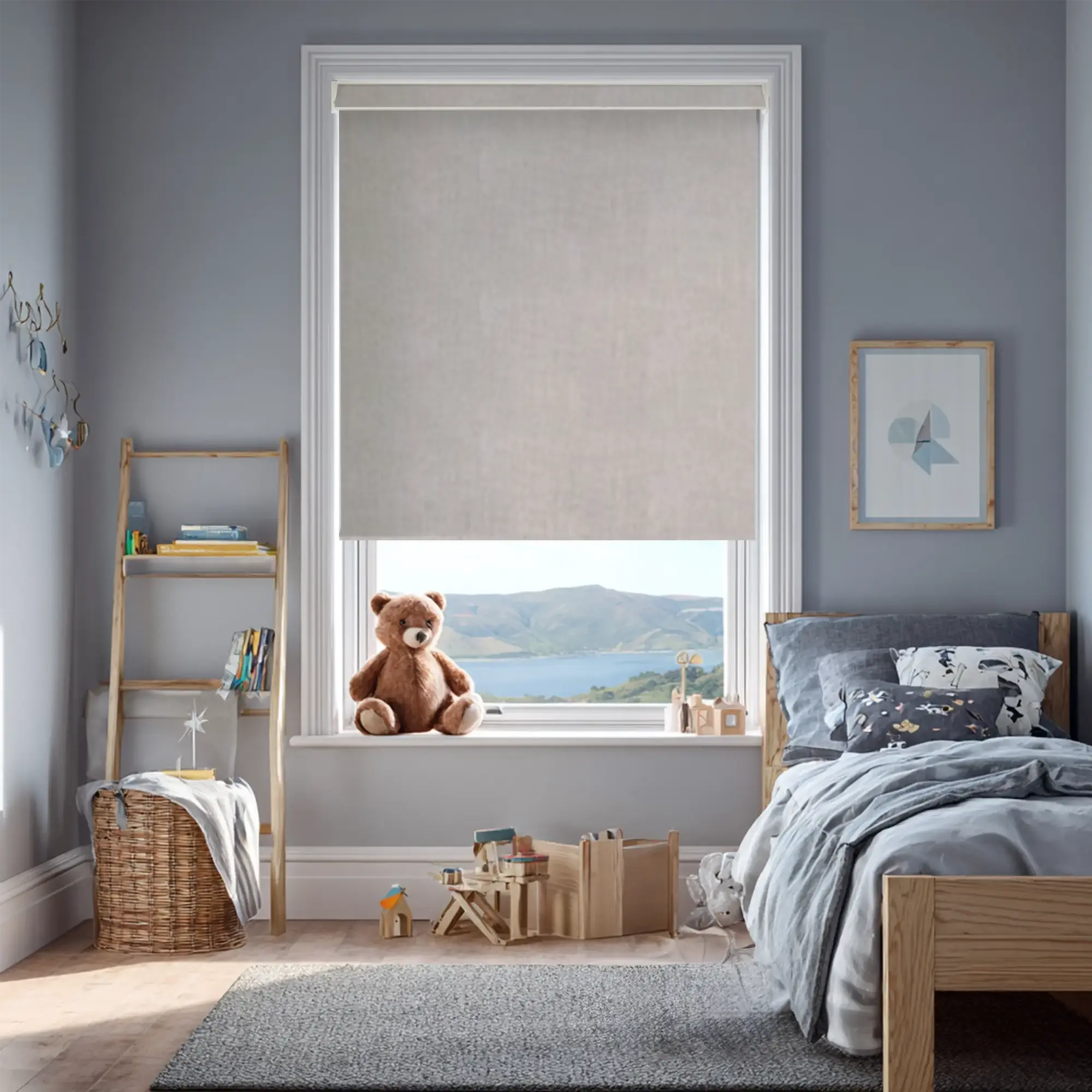 Windsor Light Grey Blackout Electric Roller Blind