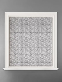 Embroidered Buds Charcoal Leaf Pattern Roman Blind