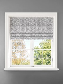 Embroidered Buds Charcoal Leaf Pattern Roman Blind