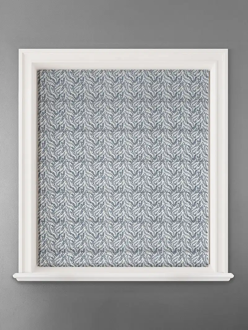 Embroidered Buds Cornflower Leaf Pattern Roman Blind