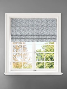 Embroidered Buds Cornflower Leaf Pattern Roman Blind