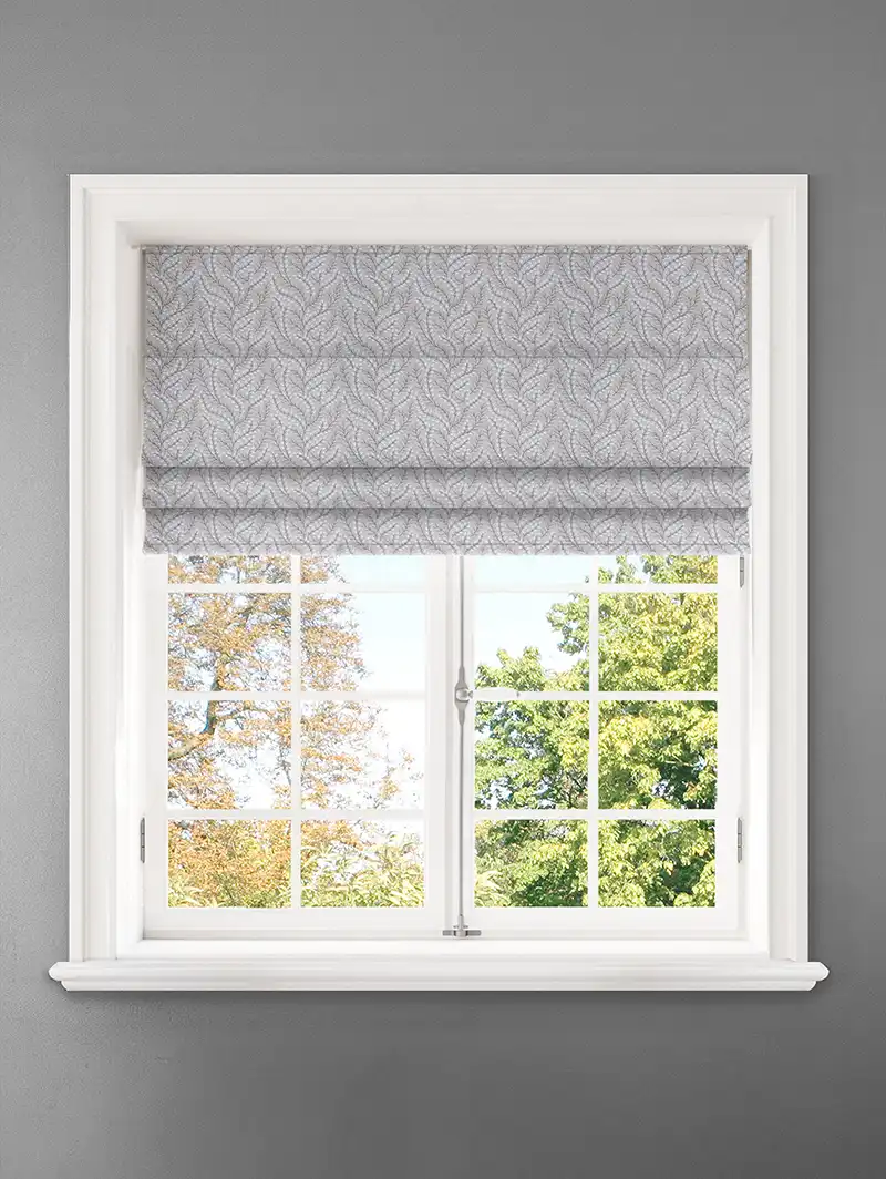 Embroidered Buds Natural Leaf Pattern Roman Blind