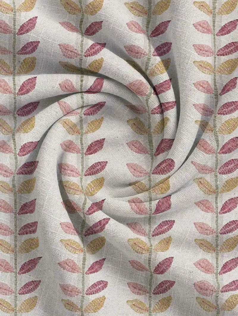 Seedling Stripe Raspberry Retro Floral Roman Blind