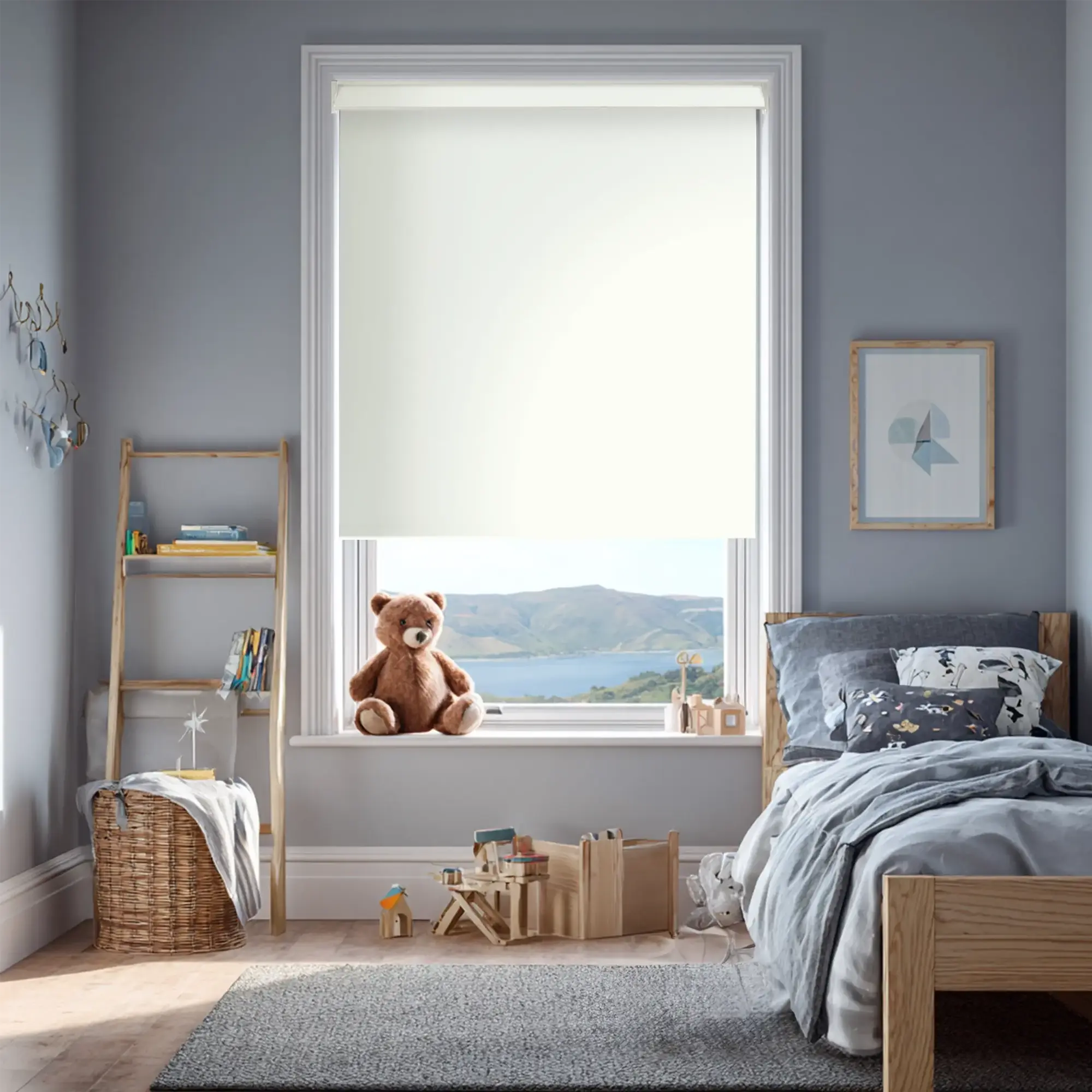 Rice White Premium Blackout Electric Roller Blind