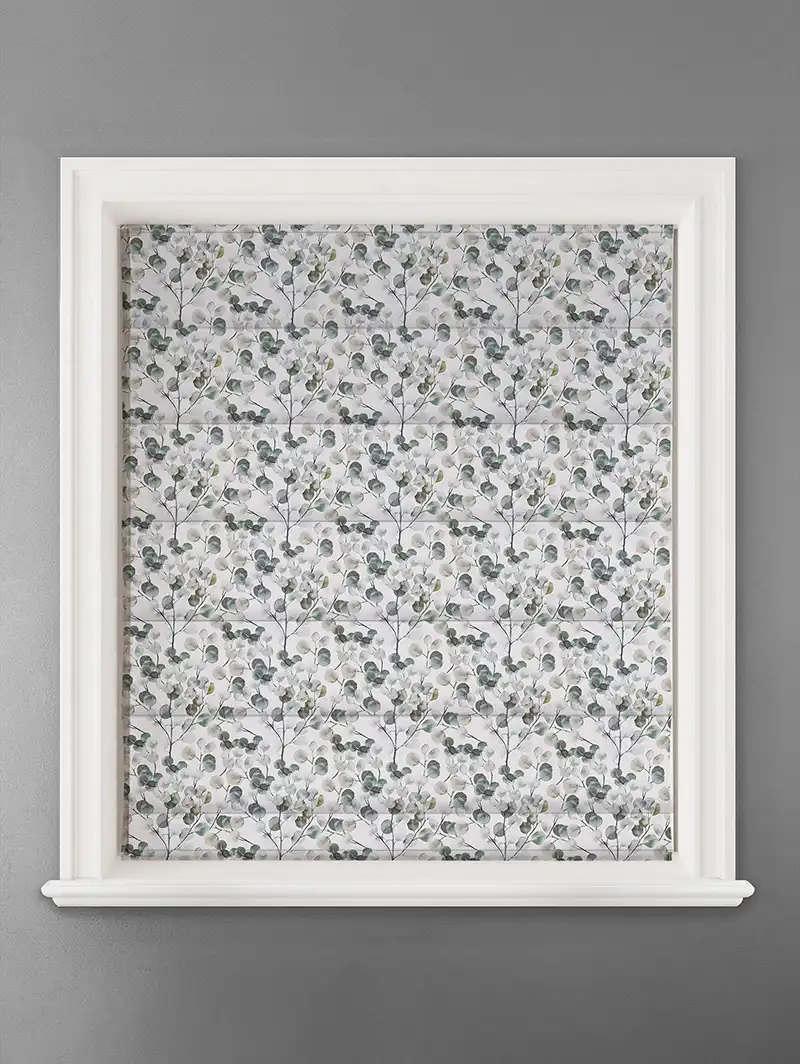 Lunaria Seafoam Leaf Pattern Roman Blind