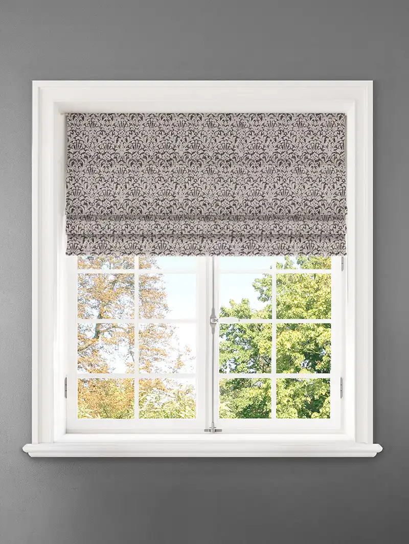 Opulent Charcoal Damask Roman Blind
