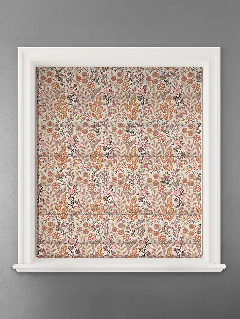 Penelope Jacquard Floral Crimson Floral Pattern Roman Blind