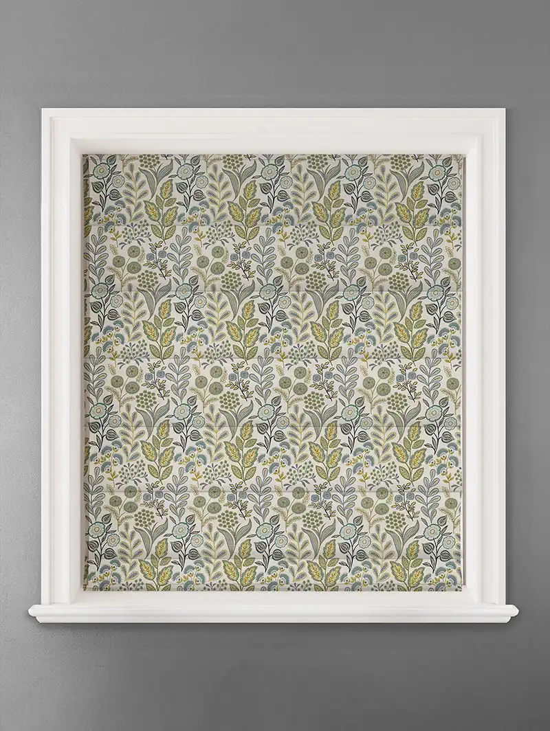 Penelope Jacquard Floral Jade Floral Pattern Roman Blind