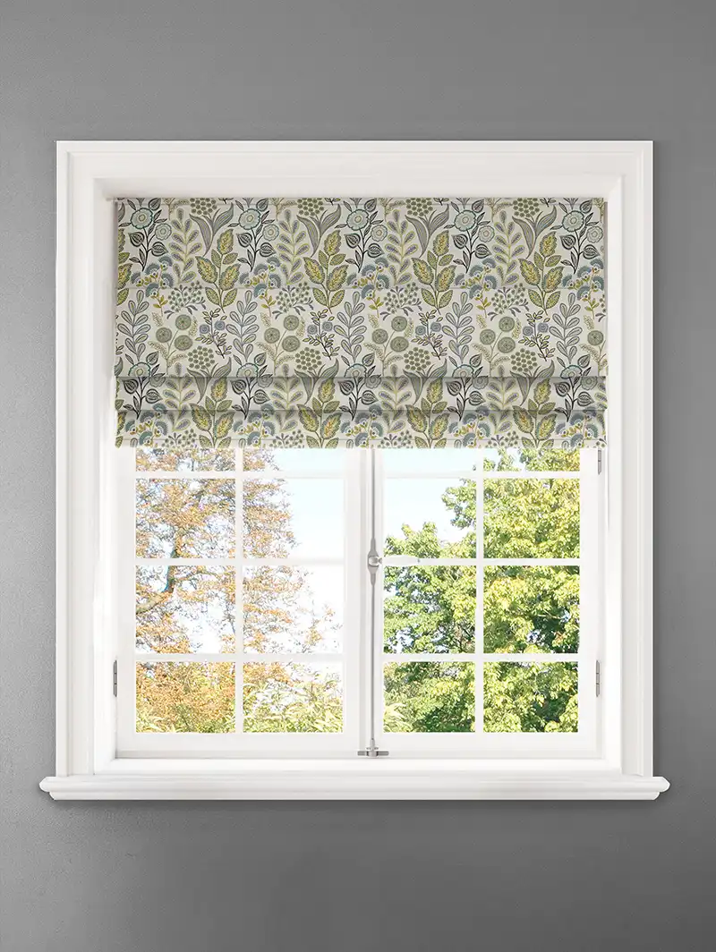 Penelope Jacquard Floral Jade Floral Pattern Roman Blind