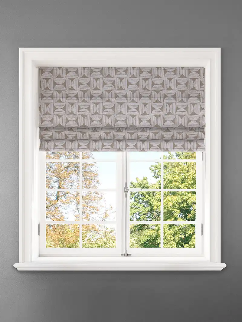Penthouse Crescent Birch Geometric Pattern Roman Blind