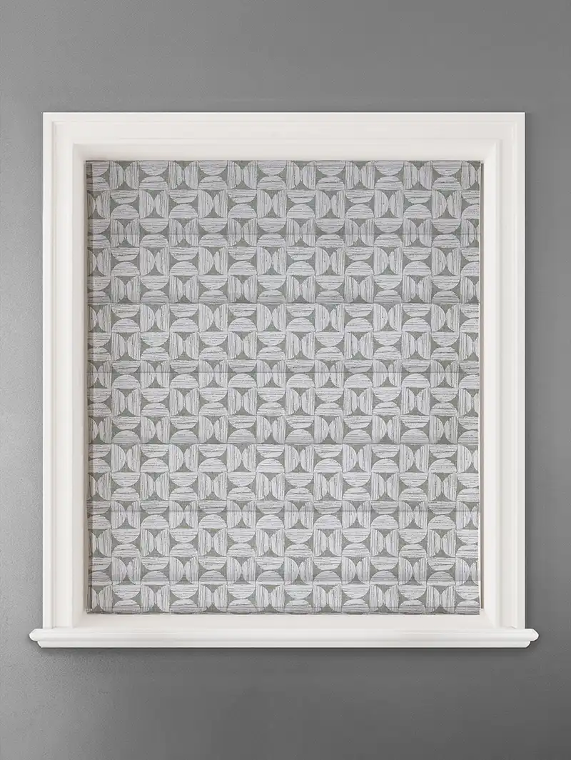 Penthouse Crescent Fern Geometric Pattern Roman Blind