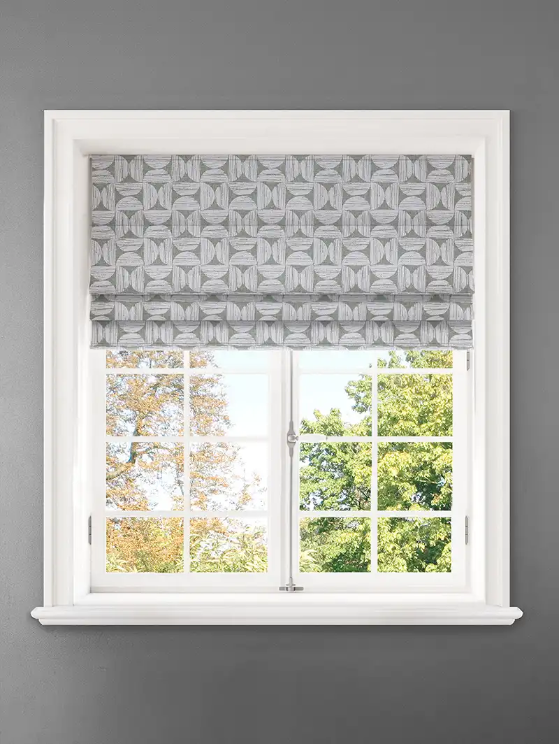 Penthouse Crescent Fern Geometric Pattern Roman Blind
