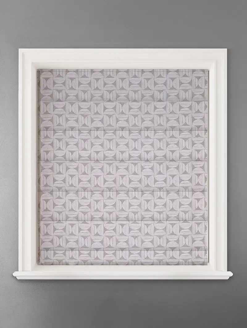 Penthouse Crescent Frost Geometric Pattern Roman Blind