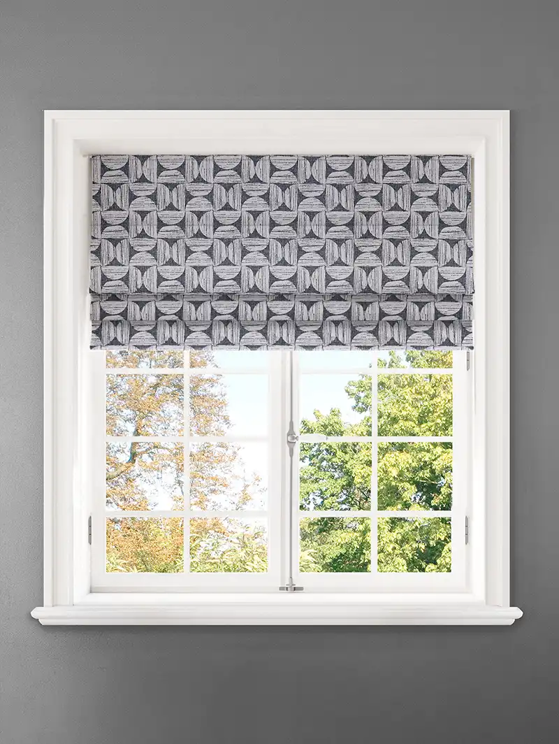 Penthouse Crescent Mono Geometric Pattern Roman Blind