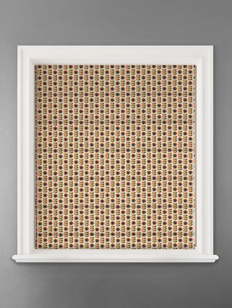 Quant Burnt Umber Retro Floral Roman Blind