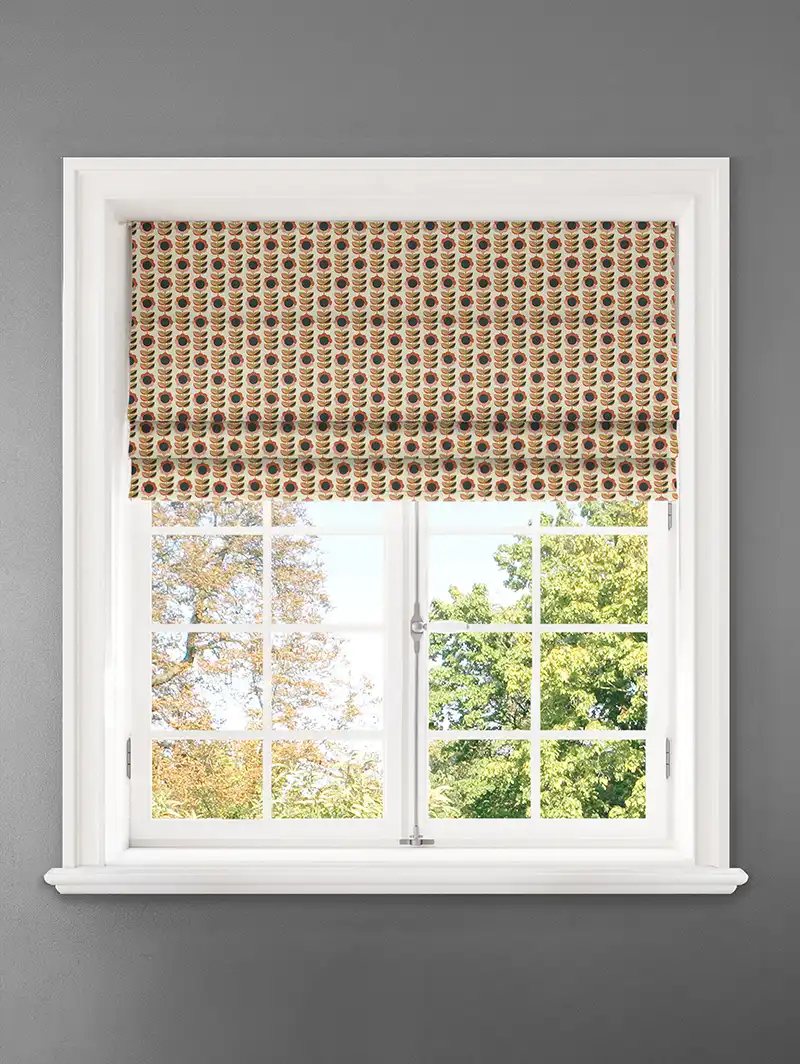 Quant Burnt Umber Retro Floral Roman Blind