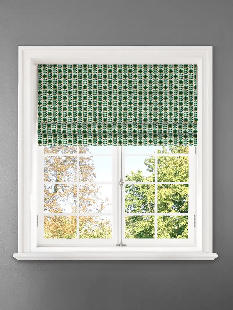 Quant Emerald Retro Floral Roman Blind