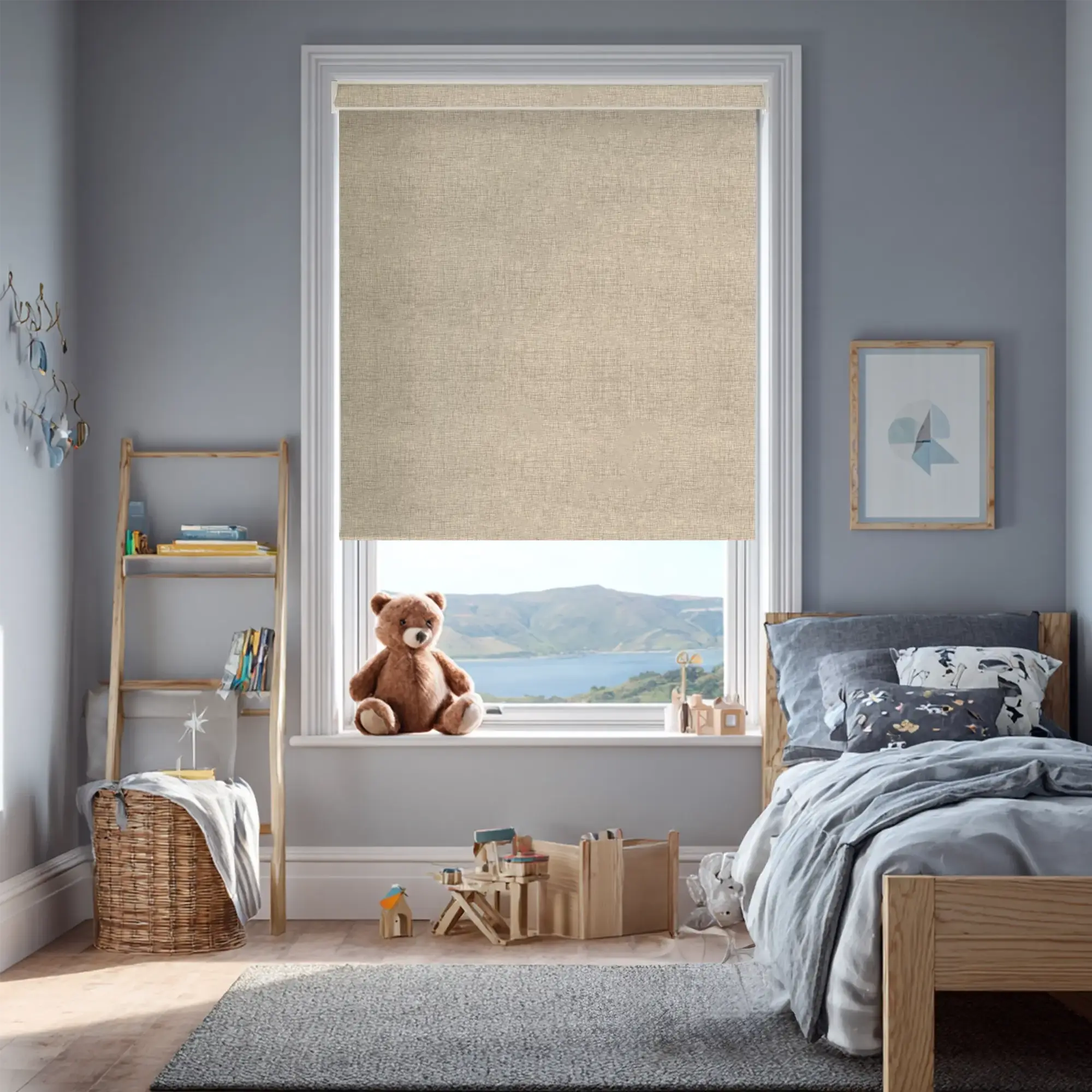 Linen Beige Blackout Electric Roller Blind