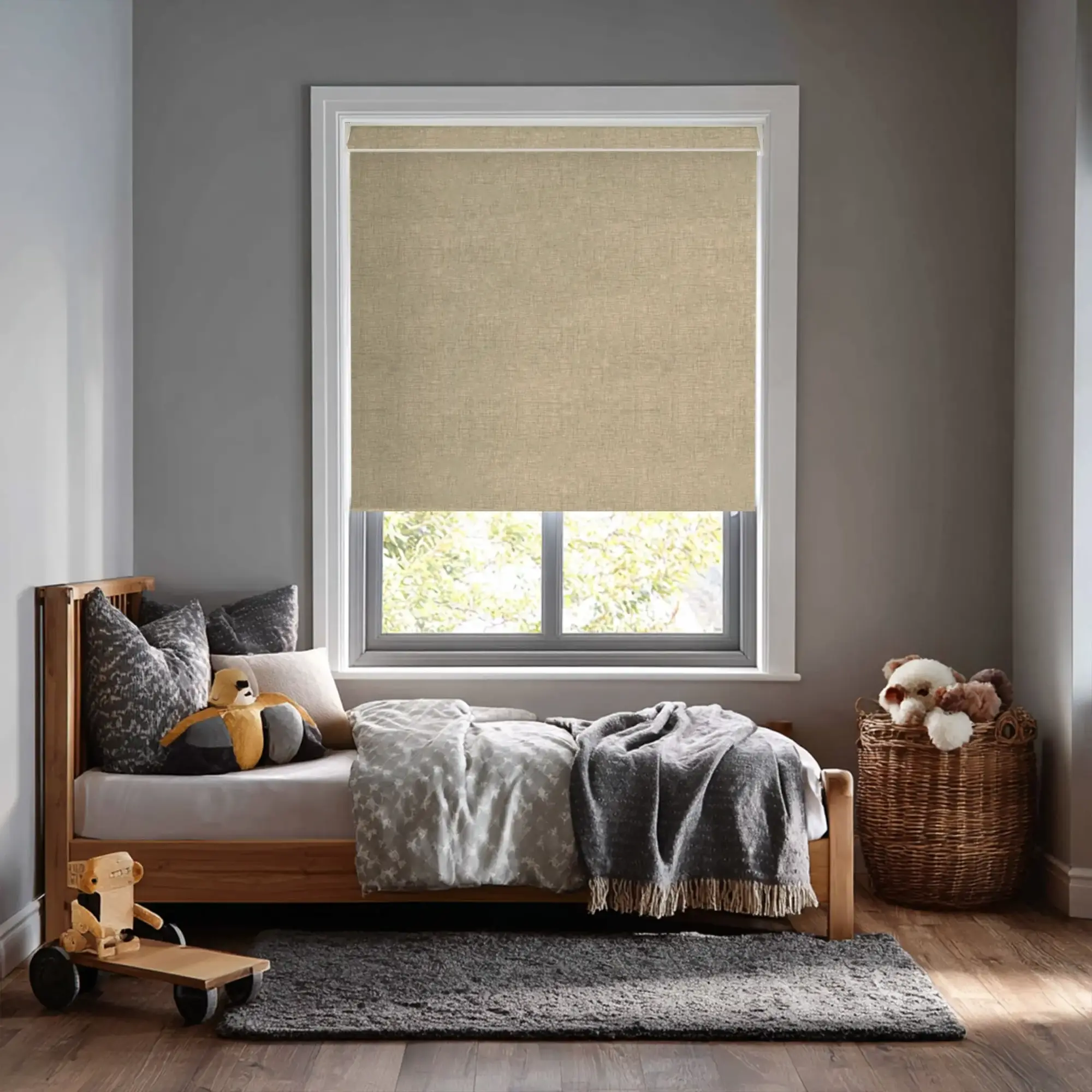 Linen Taupe Blackout Electric Roller Blind