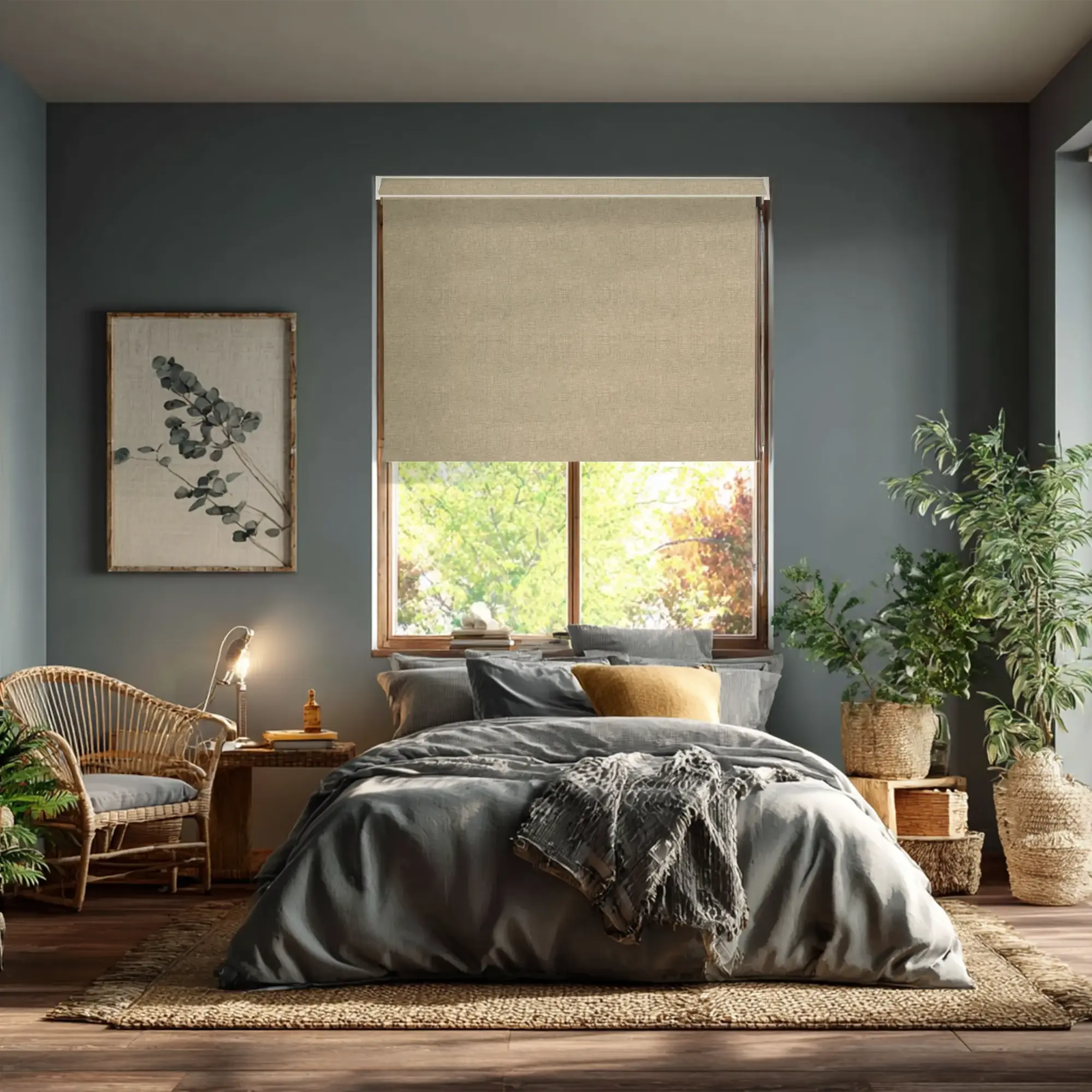 Linen Taupe Blackout Electric Roller Blind