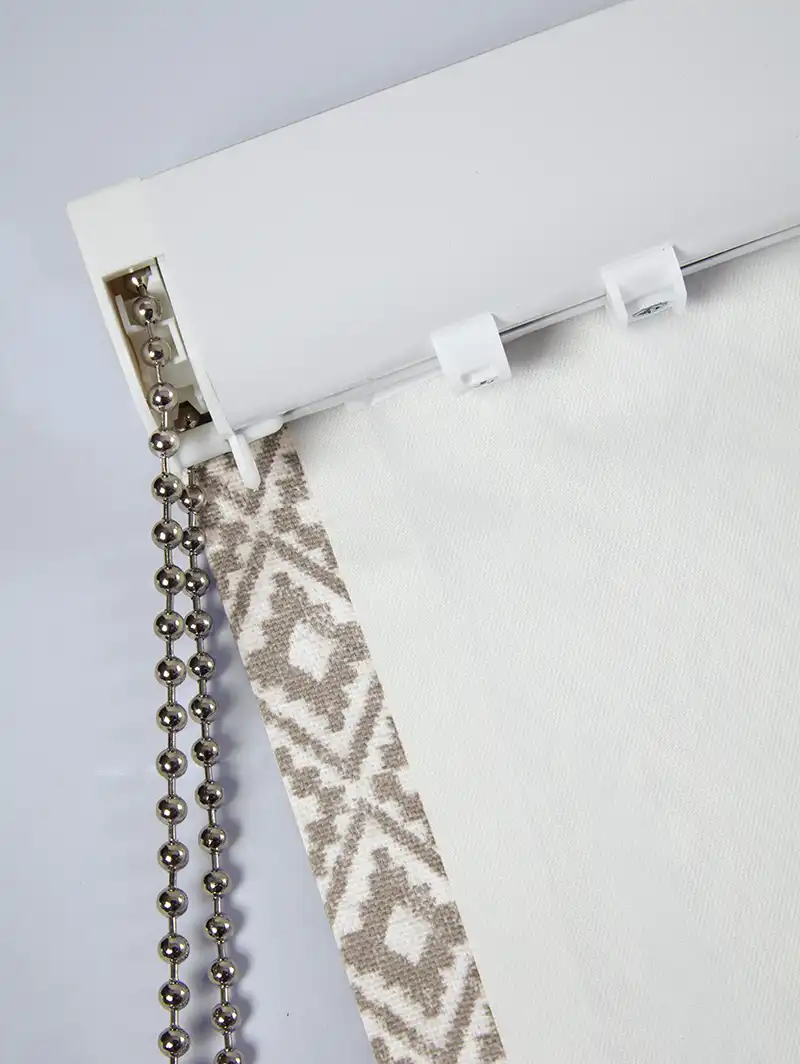 Penthouse Crescent Denim Geometric Pattern Roman Blind