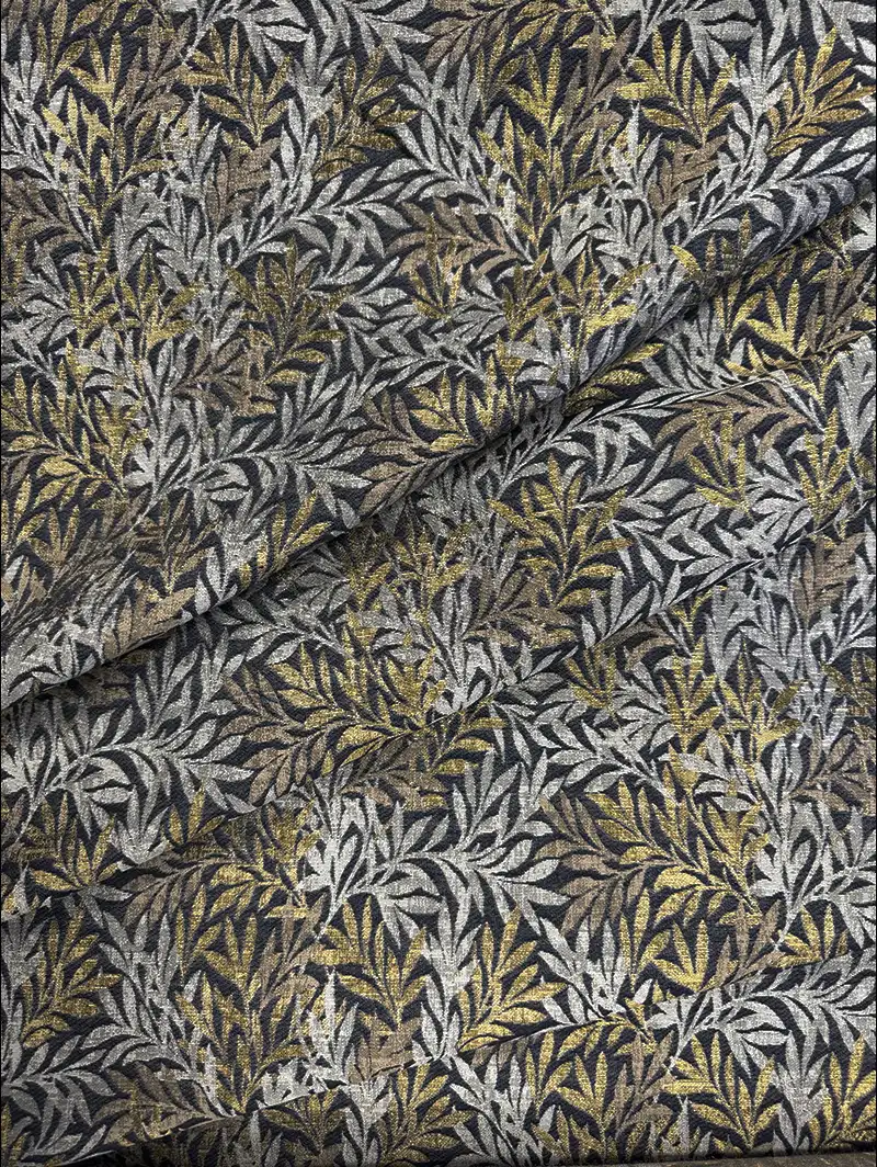 Shadow Fronds Gold Leaf Pattern Roman Blind