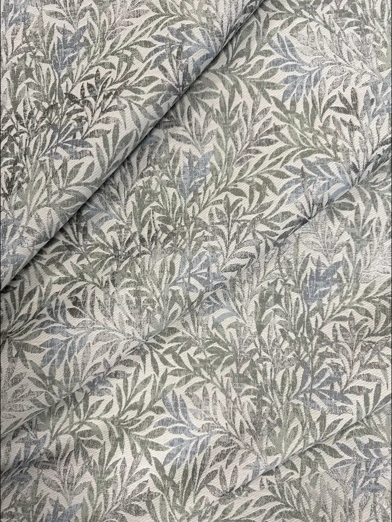 Shadow Fronds Seafoam Leaf Pattern Roman Blind