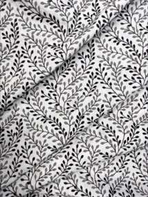 Embroidered Buds Charcoal Leaf Pattern Roman Blind