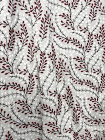 Embroidered Buds Rosso Leaf Pattern Roman Blind