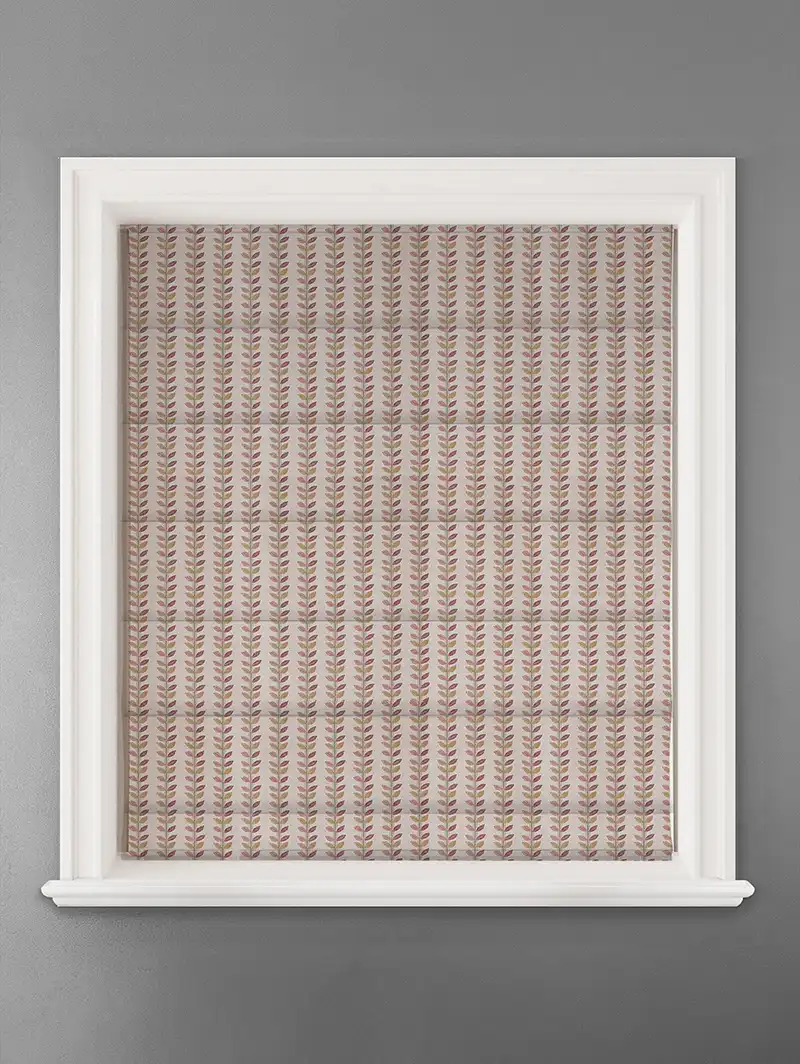 Seedling Stripe Raspberry Retro Floral Roman Blind