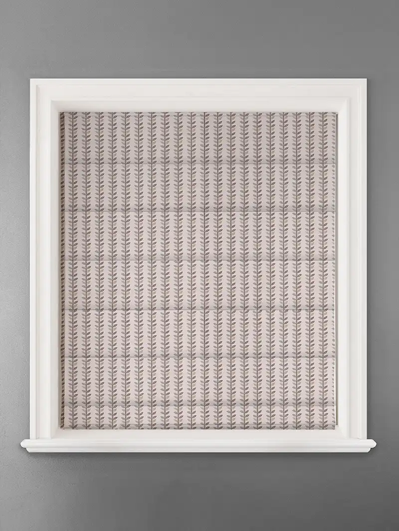 Seedling Stripe Umber Retro Floral Roman Blind