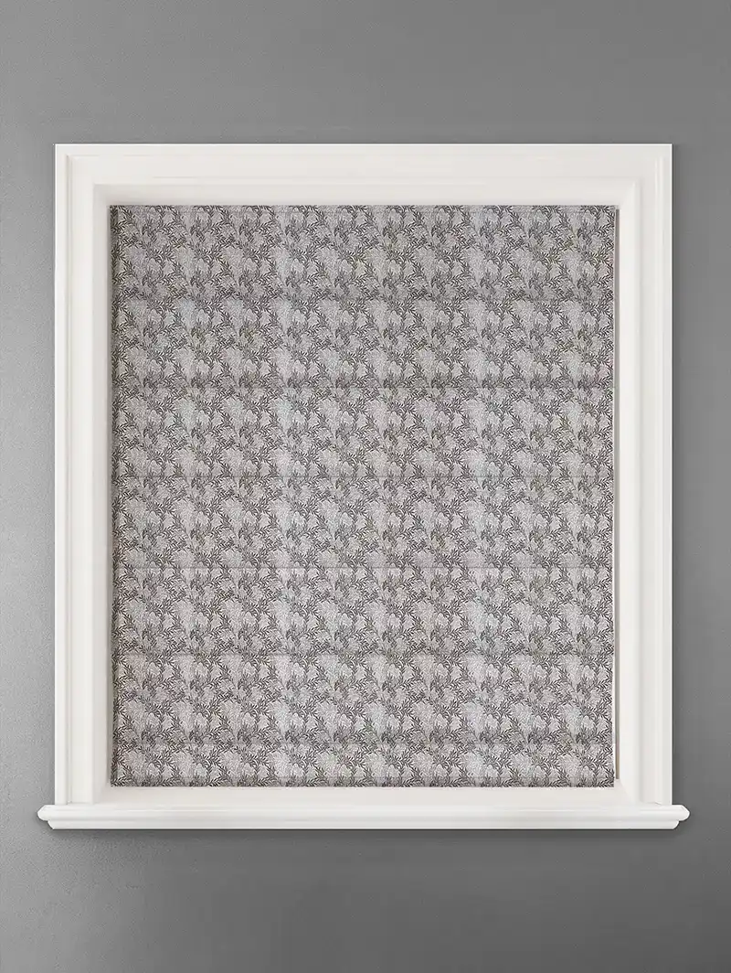 Shadow Fronds Dove Leaf Pattern Roman Blind