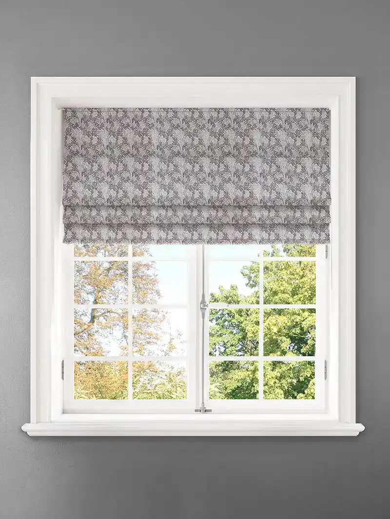Shadow Fronds Dove Leaf Pattern Roman Blind