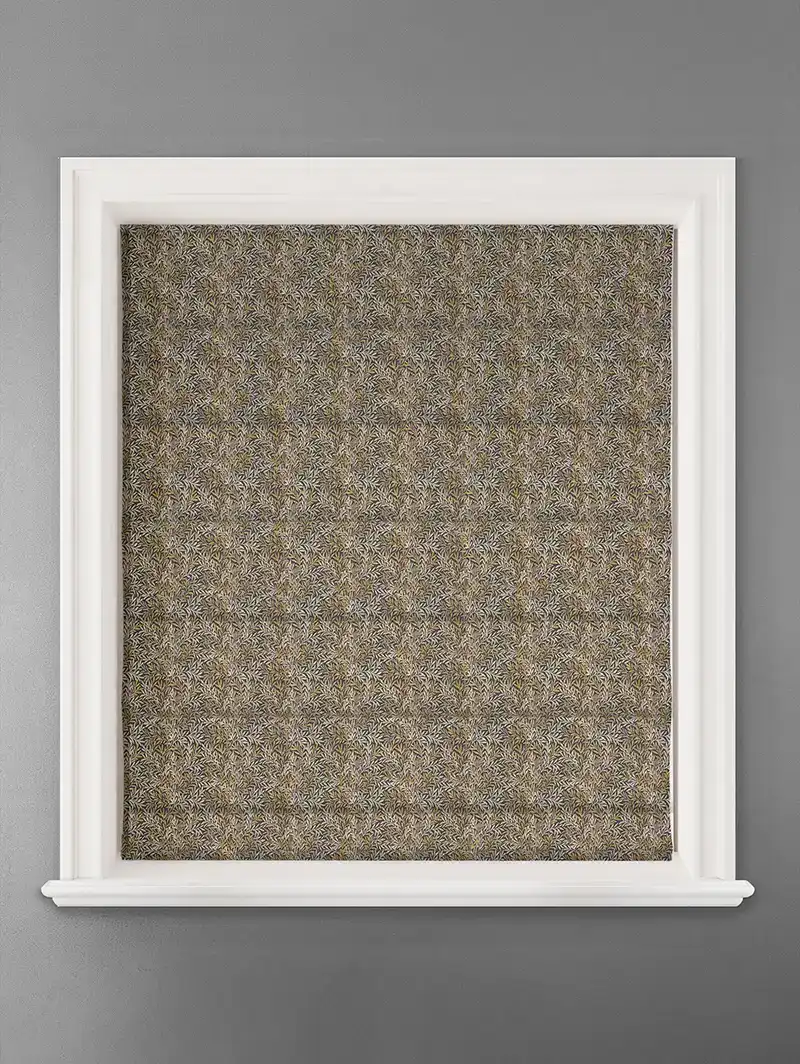 Shadow Fronds Gold Leaf Pattern Roman Blind