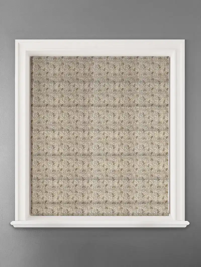 Shadow Fronds Natural Leaf Pattern Roman Blind