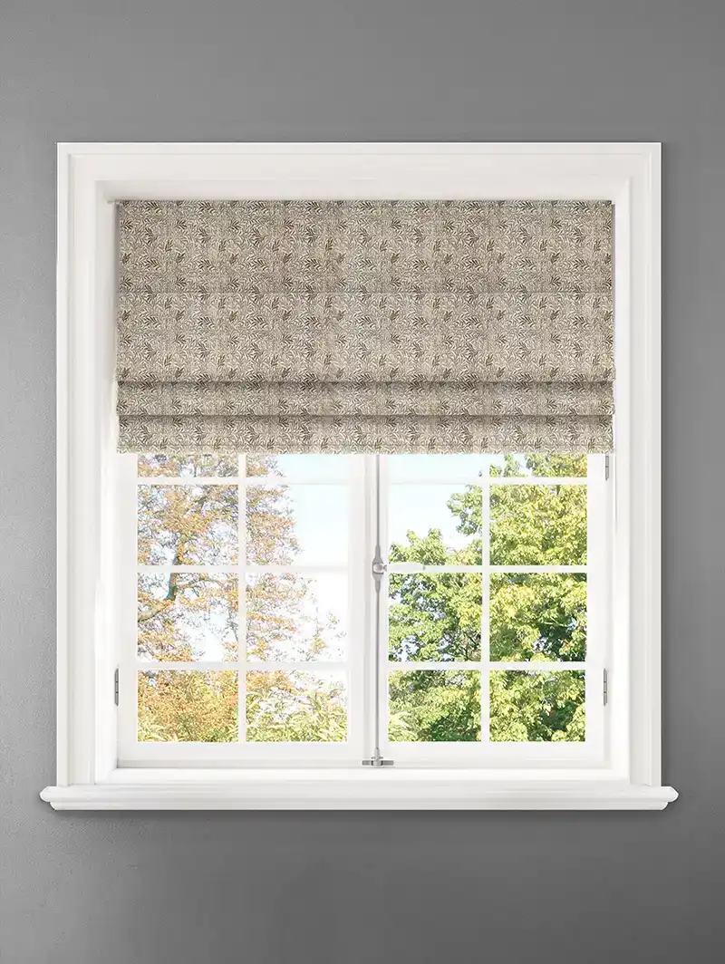 Shadow Fronds Natural Leaf Pattern Roman Blind