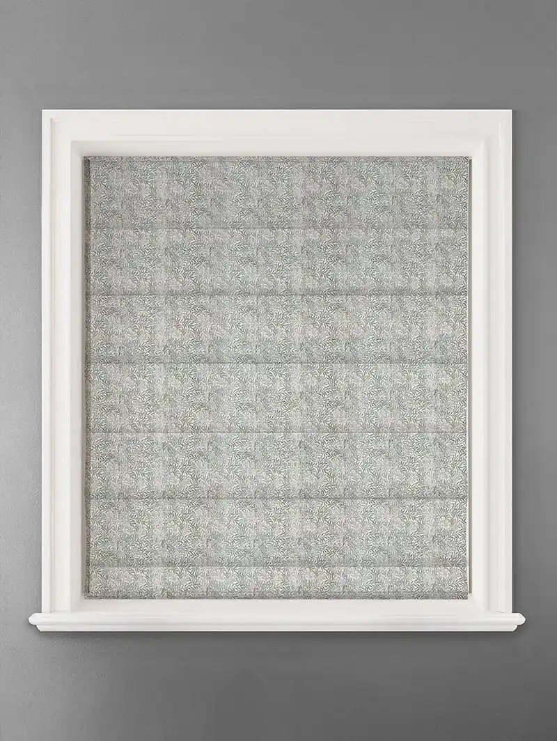 Shadow Fronds Seafoam Leaf Pattern Roman Blind